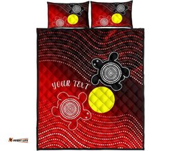 Custom Aboriginal Quilt Bed Set Indigenous Circle Dot Painting Style