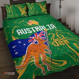 Proud To Be Australia Day Quilt Bed Set Kangaroo with National Color