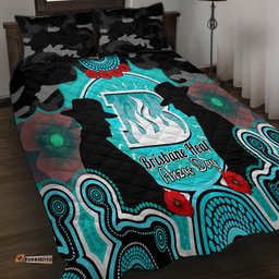 Brisbane Heat ANZAC 2024 Quilt Bed Set Lest We Forget Poppy Mix Camouflage