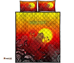 customaboriginal quilt bed set indigenous frog red