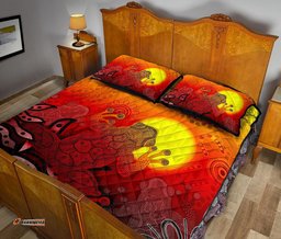 customaboriginal quilt bed set indigenous frog red