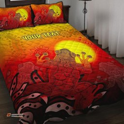 customaboriginal quilt bed set indigenous frog red