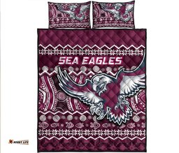 manly warringah maroon sea eagles christmas vibe quilt bed set