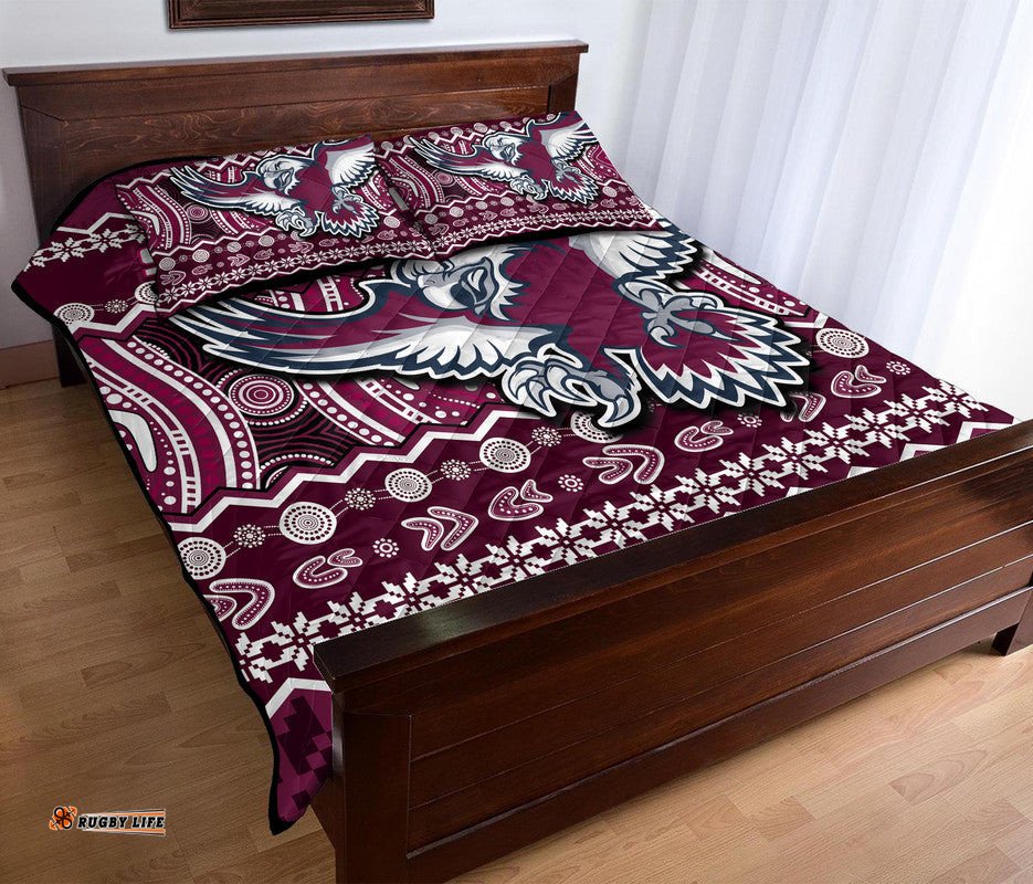 manly warringah maroon sea eagles christmas vibe quilt bed set