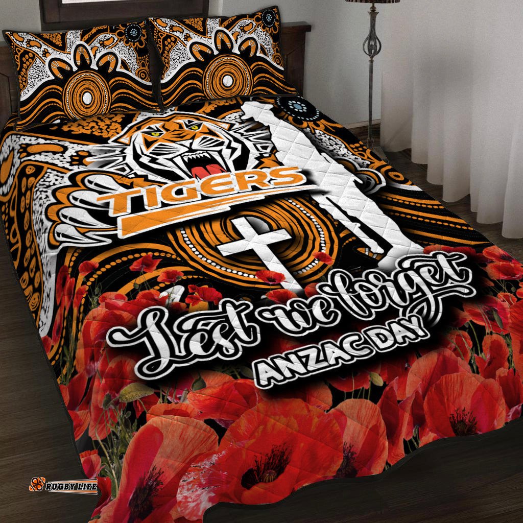Wests Tigers Quilt Bed Set ANZAC Day Poppy Flowers With Aboriginal
