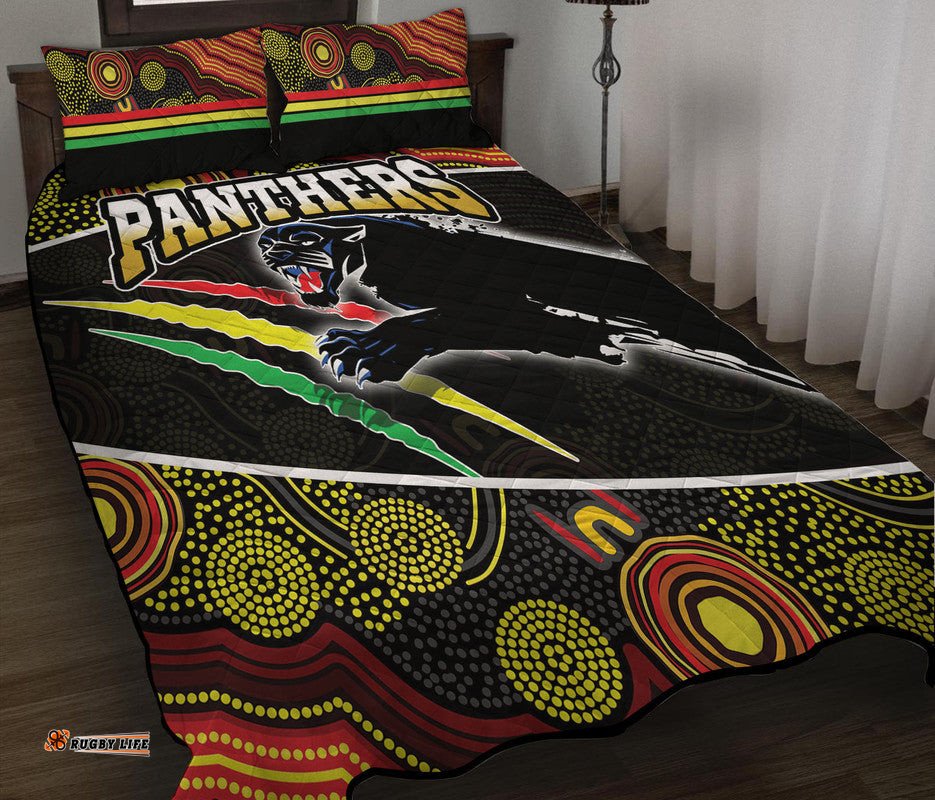 Panthers Rugby Quilt Bed Set Aboriginal Basic Style