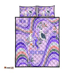Personalised Australia Hippie Christmas Quilt Bed Set Cockatoo Kookaburra with Wattle Violet Pastel Color