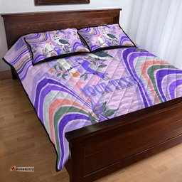 Personalised Australia Hippie Christmas Quilt Bed Set Cockatoo Kookaburra with Wattle Violet Pastel Color