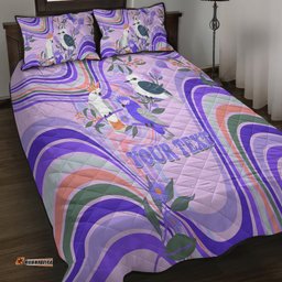 Personalised Australia Hippie Christmas Quilt Bed Set Cockatoo Kookaburra with Wattle Violet Pastel Color