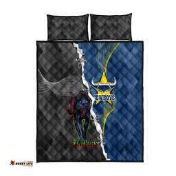 Panthers And Cowboys Rugby Quilt Bed Set Sporty Version