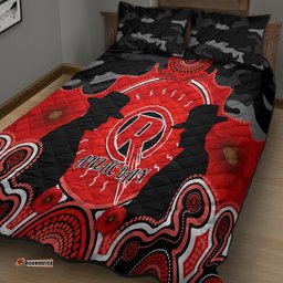 Melbourne Renegades ANZAC 2024 Quilt Bed Set Lest We Forget Poppy Mix Camouflage