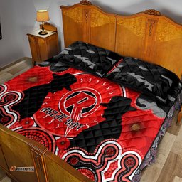 Melbourne Renegades ANZAC 2024 Quilt Bed Set Lest We Forget Poppy Mix Camouflage