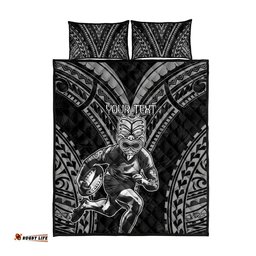 Custom New Zealand Rugby Quilt Bed Set Maori All Black Warrior Tribal Tattoo
