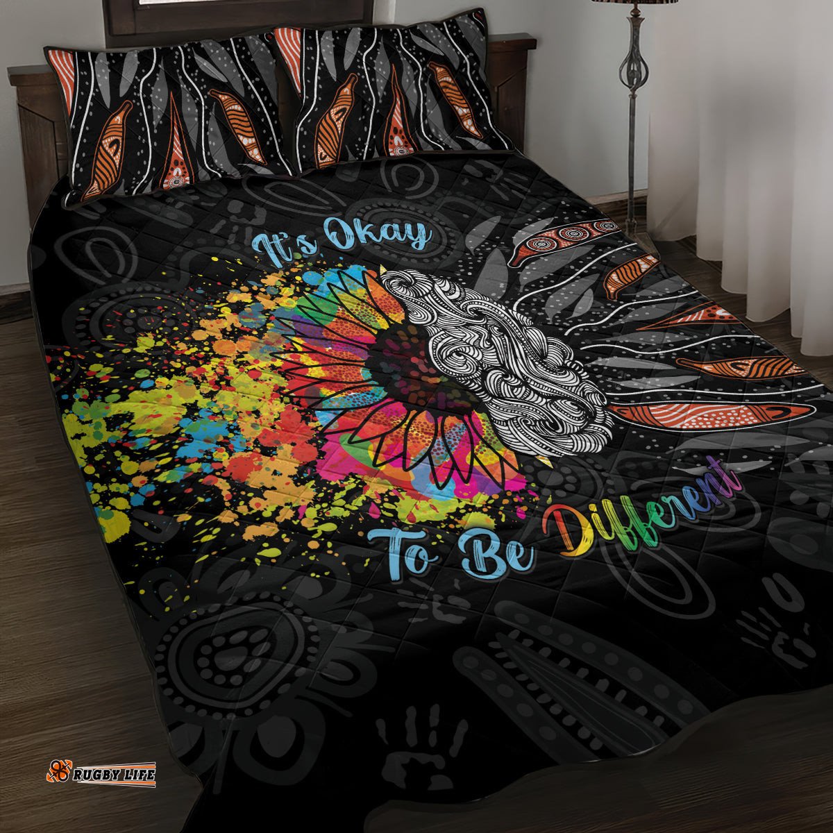 australia aboriginal quilt bed set autism its okay to be different