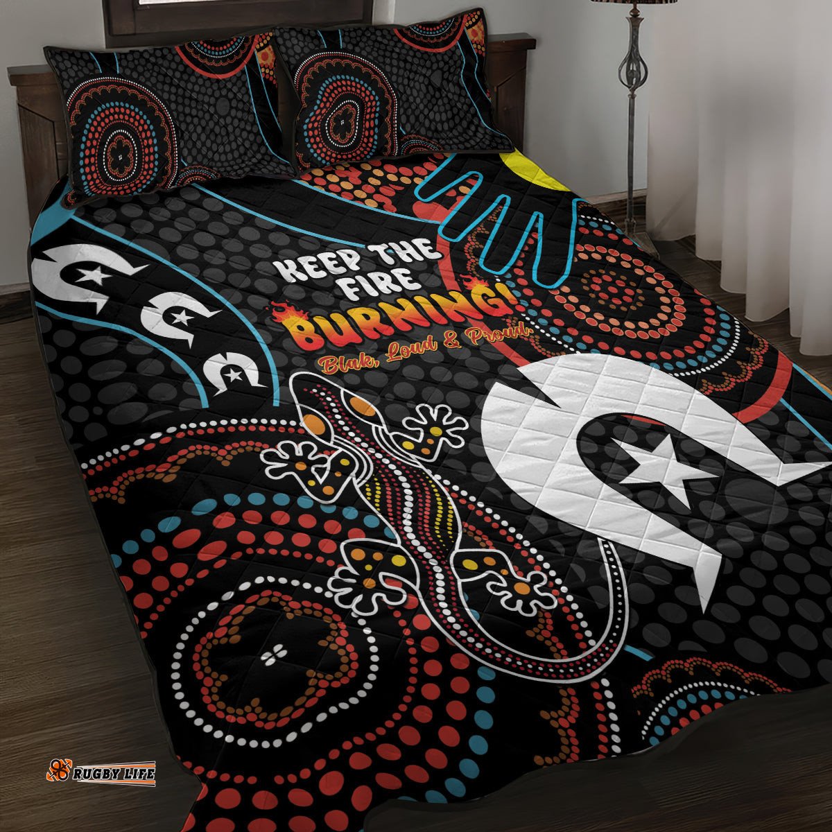 NAIDOC Week 2024 Quilt Bed Set Keep The Fire Burning Indigenous Art