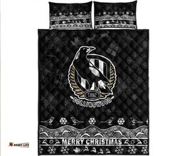 Collingwood Pies Unique Winter Season Quilt Bed Set Magpies Merry Christmas No2