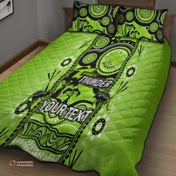 Custom Sydney Thunder Cricket Quilt Bed Set Happy Australia Day Aboriginal Art