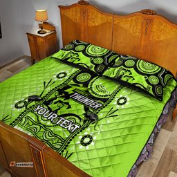 Custom Sydney Thunder Cricket Quilt Bed Set Happy Australia Day Aboriginal Art