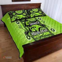 Custom Sydney Thunder Cricket Quilt Bed Set Happy Australia Day Aboriginal Art