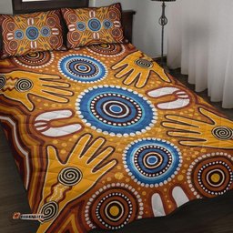 aboriginal quilt bed set indegenous dot painting art 05