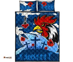 Roosters ANZAC Day Quilt Bed Set Military Blue