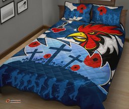 Roosters ANZAC Day Quilt Bed Set Military Blue
