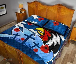 Roosters ANZAC Day Quilt Bed Set Military Blue