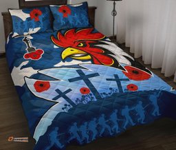 Roosters ANZAC Day Quilt Bed Set Military Blue