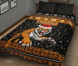 Wests Christmas Quilt Bed Set Tigers Unique Vibes Black