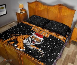 Wests Christmas Quilt Bed Set Tigers Unique Vibes Black