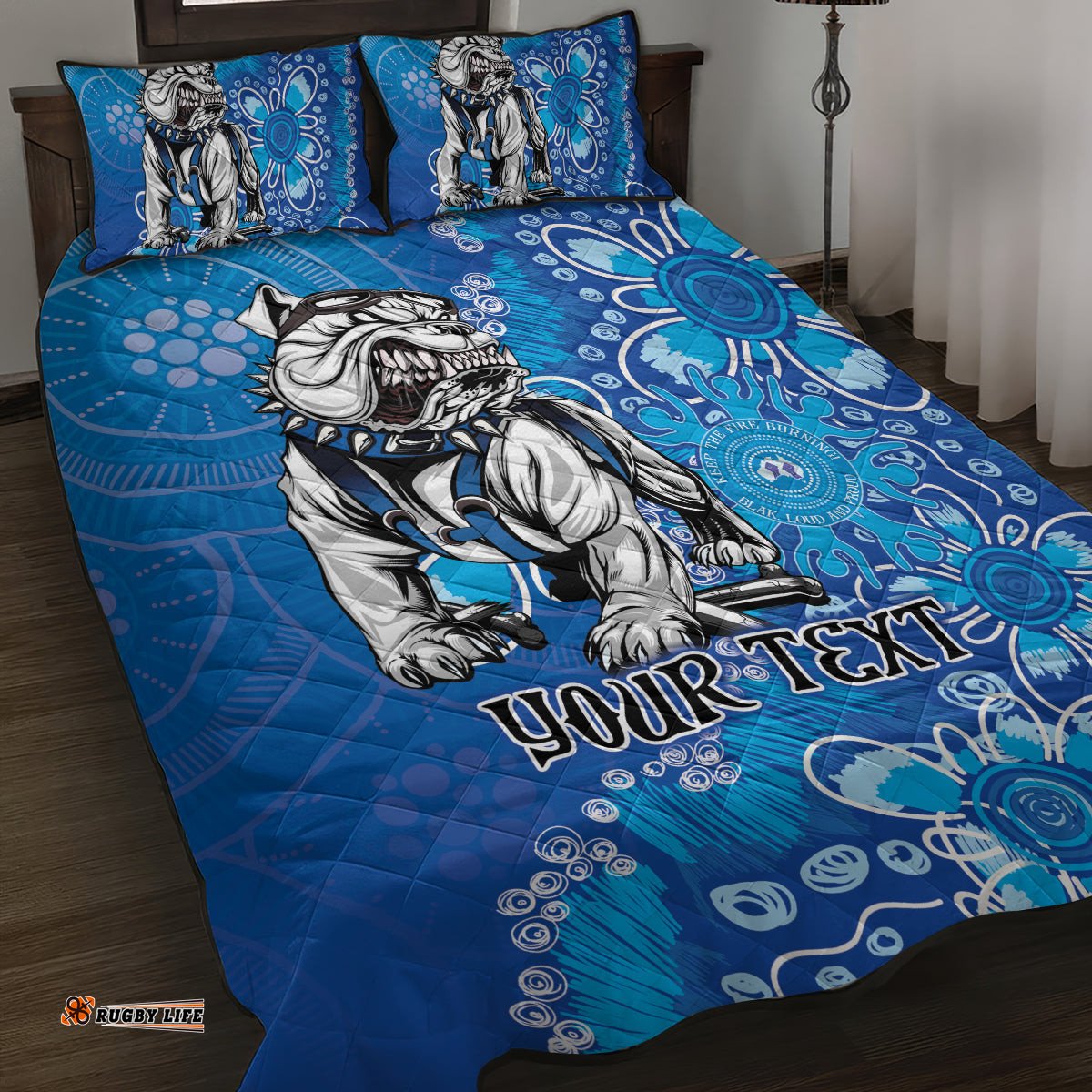 Personalised Bulldogs NAIDOC Week 2024 Quilt Bed Set Aboriginal Fire Burning Sparks