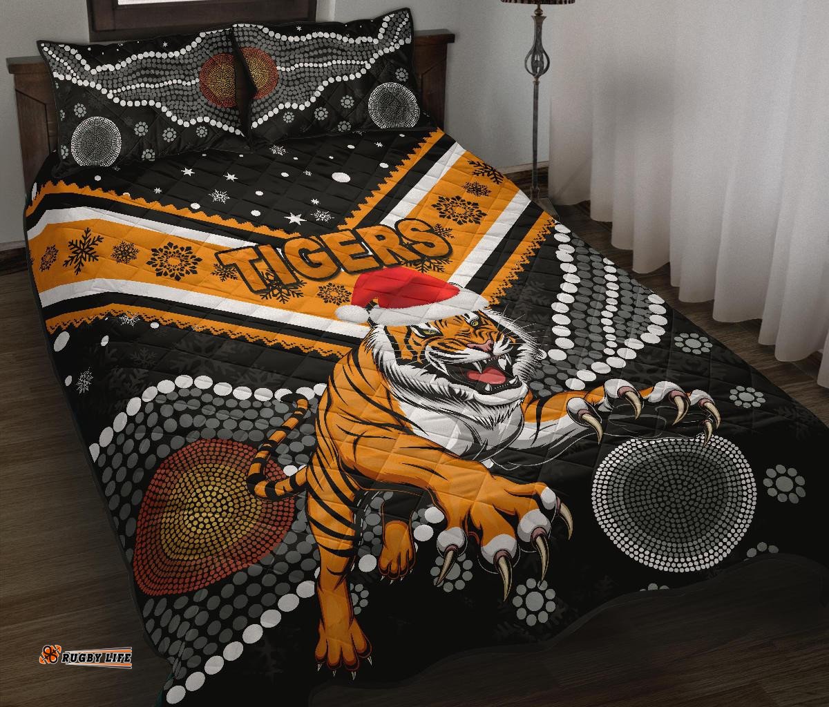 Wests Christmas Quilt Bed Set Tigers Indigenous