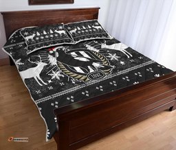 collingwood magpies quilt bed set christmas ugly style