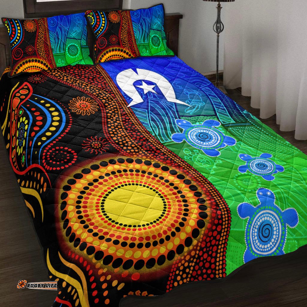 Australia Indigenous Aboriginal And Torres Strait Islands Quilt Bed Set Flag Vibes