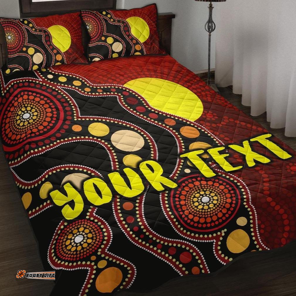 Custom Quilt Bed Set Australia Aboriginal Lives Matter Flag r