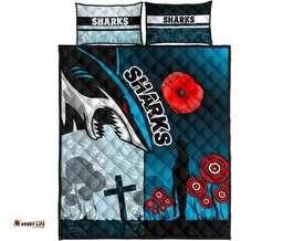 Sharks Quilt Bed Set Cronulla ANZAC Day
