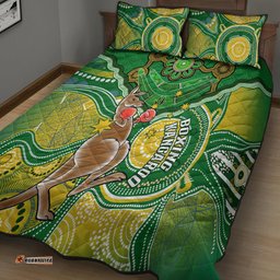 personalised australia boxing kangaroo quilt bed set aussie indigenous art mix national color