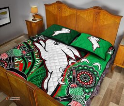 Rabbitohs Quilt Bed Set Indigenous Survival World