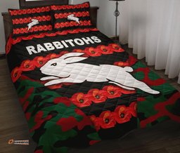 South Sydney Rabbitohs Quilt Bed Set ANZAC Day Poppy Flower Vibes