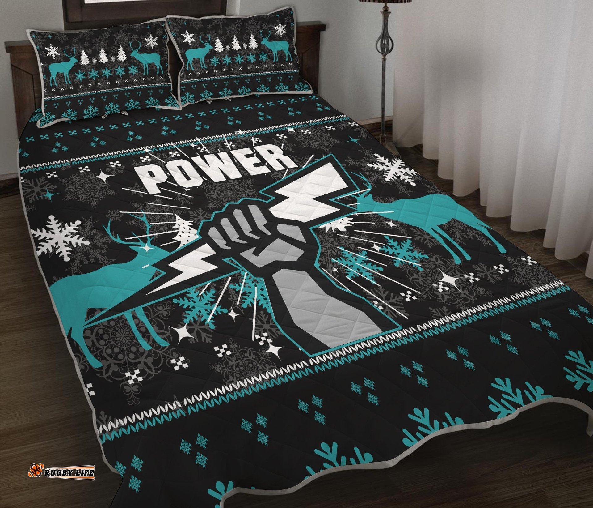 Port Adelaide Quilt Bed Set Christmas Ugly Style