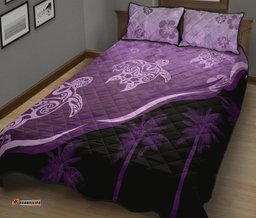 Purple Turtle Hibiscus Quilt Bed Set