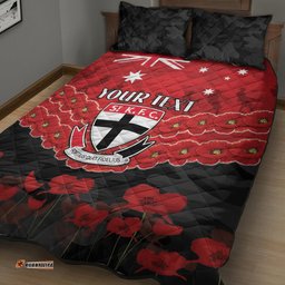 Custom St Kilda Saints Football Quilt Bed Set ANZAC Lest We Forget