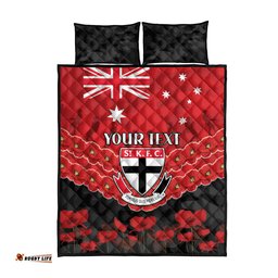 Custom St Kilda Saints Football Quilt Bed Set ANZAC Lest We Forget