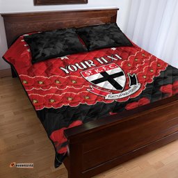 Custom St Kilda Saints Football Quilt Bed Set ANZAC Lest We Forget