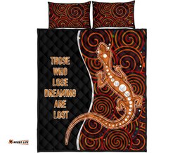 Aboriginal Quilt Bed Set Indigenous Lizard Dreaming