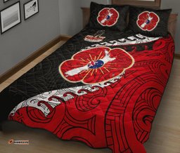 ANZAC New Zealand Quilt Bed Set Lest We Forget Poppy Map Silver Fern Nz