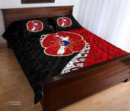 ANZAC New Zealand Quilt Bed Set Lest We Forget Poppy Map Silver Fern Nz
