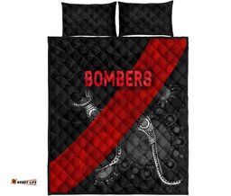 Essendon Quilt Bed Set Indigenous Bombers Black