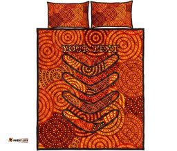 Aboriginal Personalised Quilt Bed Set Aboriginal Boomerangs And Dot Circle