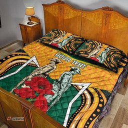 Australia Wallabies Rugby ANZAC Custom Quilt Bed Set Poppy Soldier With Aboriginal Dots Art